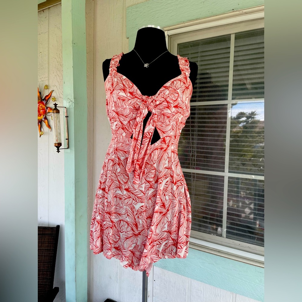 Women’s Red Leaf Print Romper